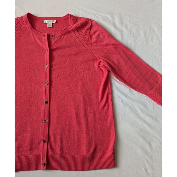 CJ Banks Sweater Pink Button Down‎ 3/4 Sleeve Size X (14) Knit Cardigan - Picture 1 of 9